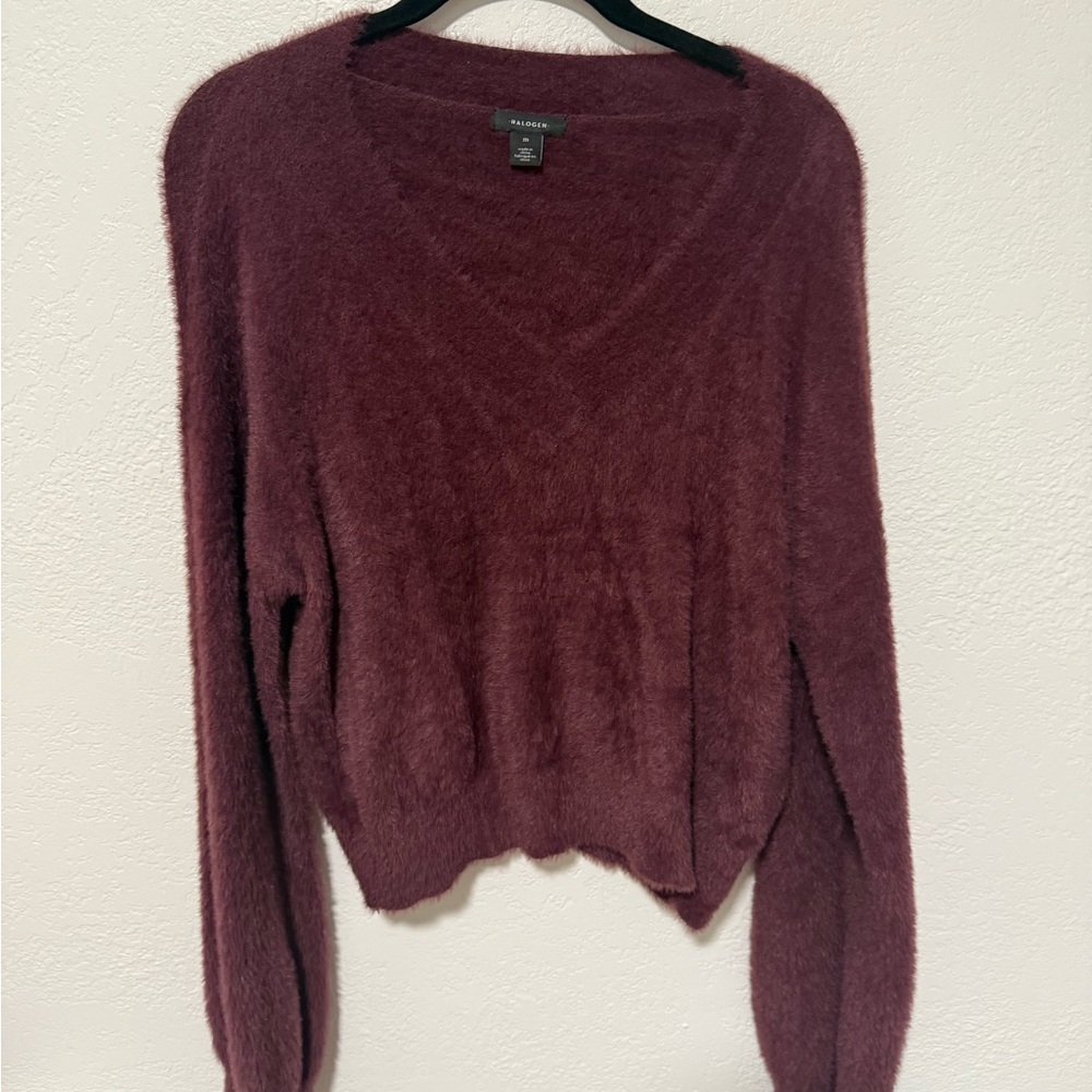 Halogen V-Neck Sweater in Rich Burgundy